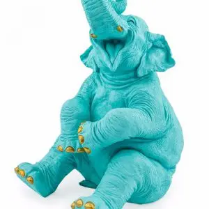 PALE BLUE WITH GOLD DETAILS LAUGHING ELEPHANT