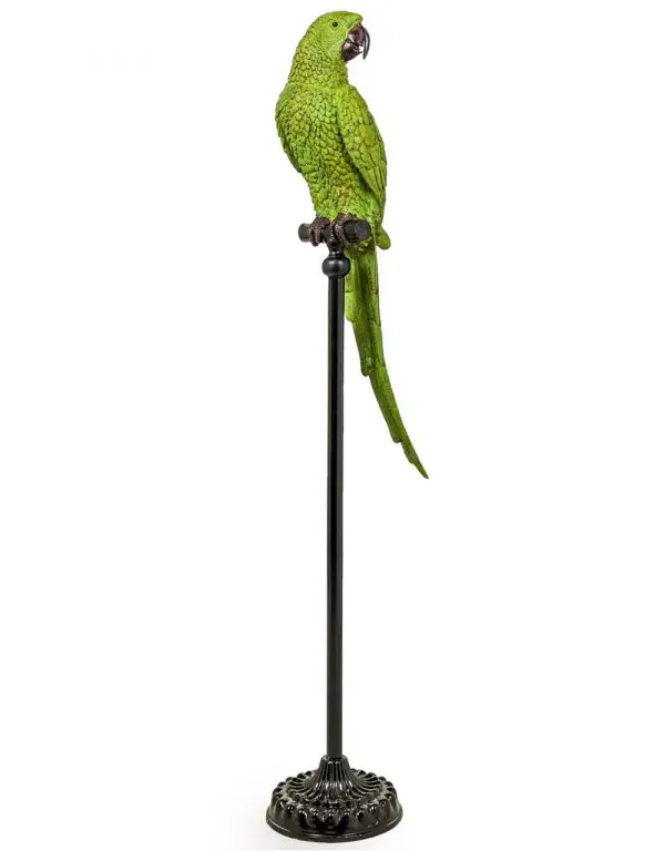 Large Green Parrot On Floor Standing Perch - Image 3