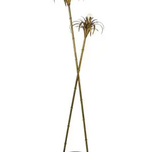 Antiqued Gold Iron Palm Tree Floor Lamp
