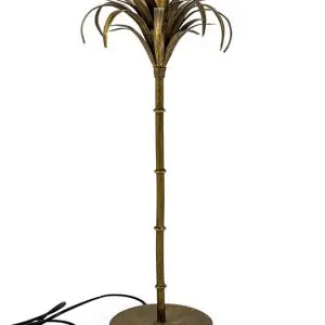 Antiqued Gold Iron Palm Tree Table Lamp