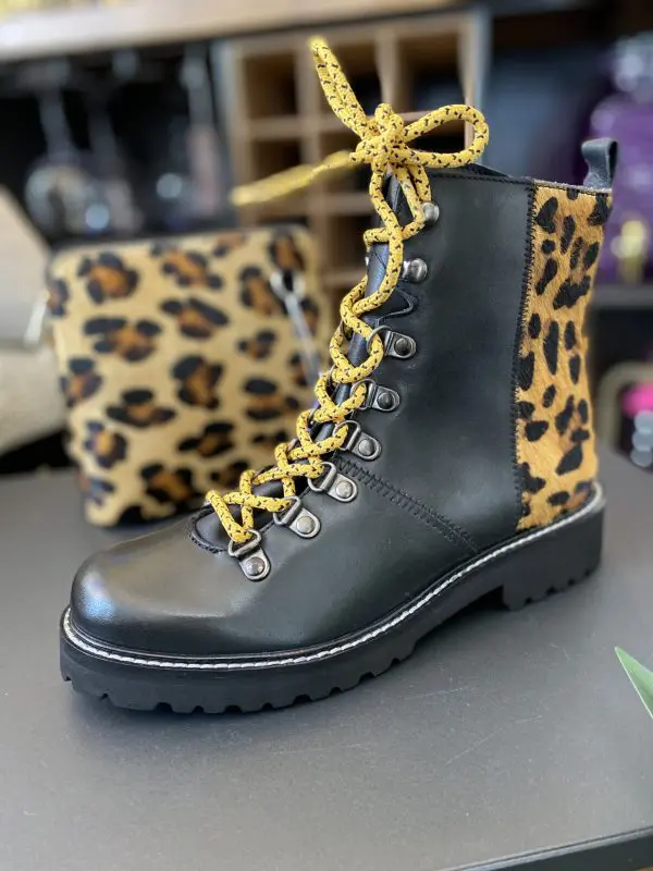 Emzy Leopard Print Lace Boot