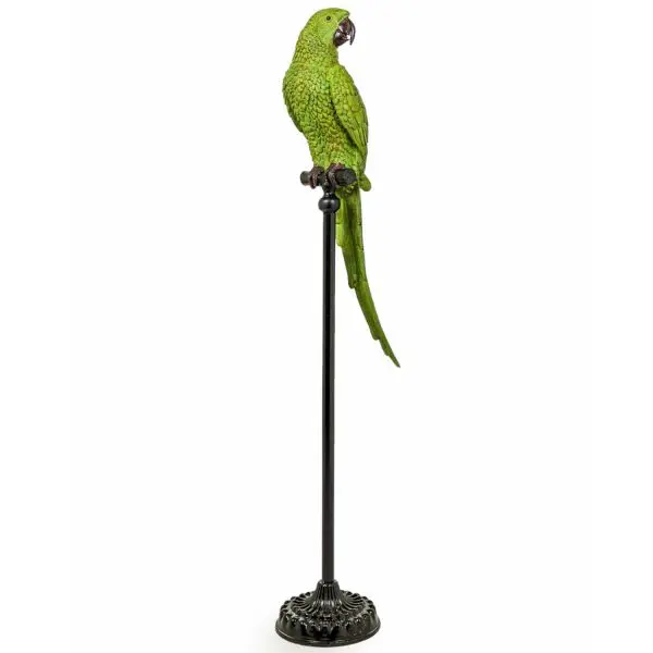 Large Green Parrot On Floor Standing Perch