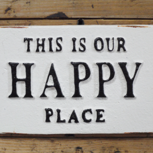 Cast Iron Happy Place Sign
