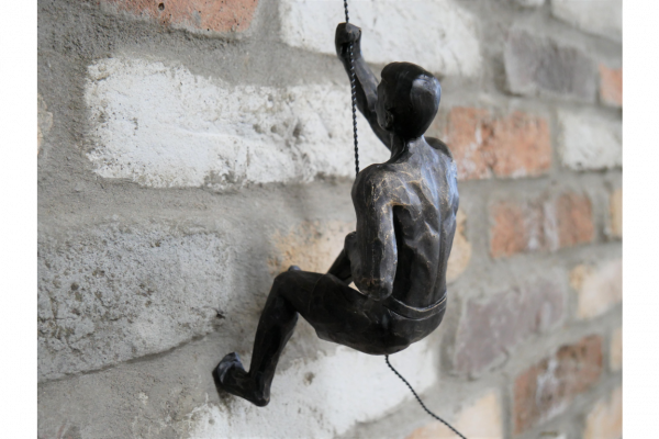 Antiqued Black & Gold Abseiling Man in shorts