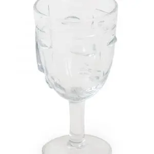 Set of 6 Clear Deco Face Wine Glasses