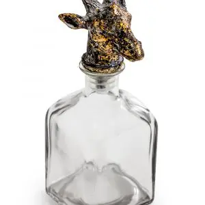 LARGE GLASS STORAGE BOTTLE WITH GIRAFFE HEAD STOPPER