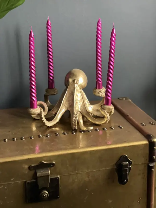 Gold Octopus Candlestick