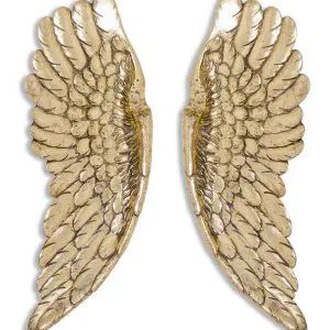 PAIR OF ANTIQUED GOLD WALL HANGING ANGEL WINGS