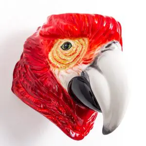 Ceramic Red Parrot Head Wall Sconce Vase
