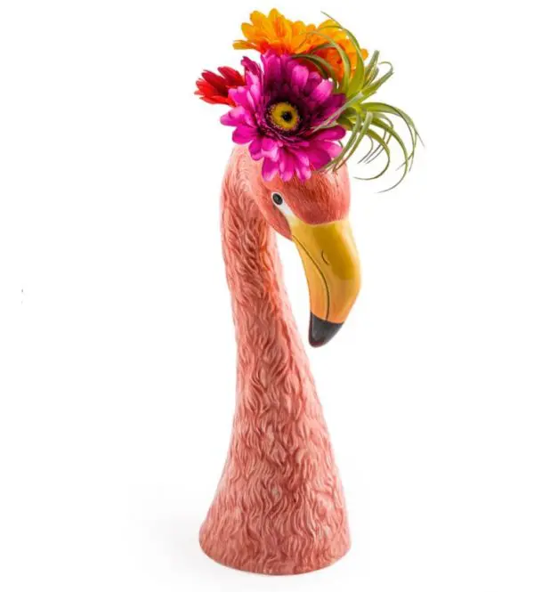 Large Ceramic Pink Flamingo Head Vase - Image 2