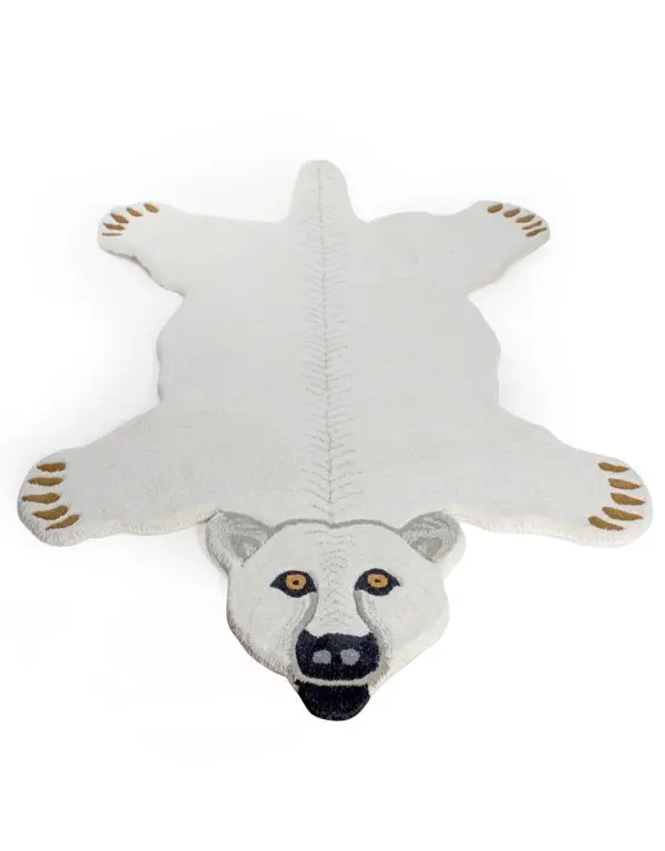 HAND TUFTED EXTRA LARGE POLAR BEAR "SKIN" WOOLLEN RUG