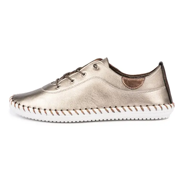 Lunar St Ives Leather Plimsoll in Gold