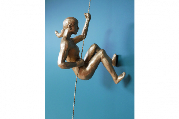 Set Of 2 Abseiling Women In Gold