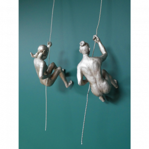 Set Of 2 Abseiling Women In Silver