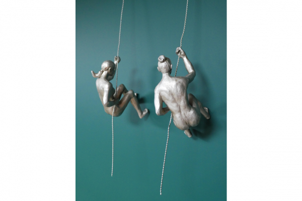 Set Of 2 Abseiling Women In Silver