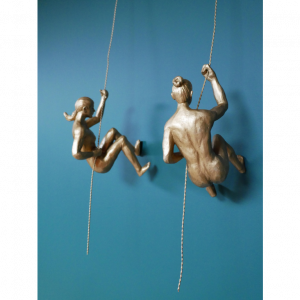 Set Of 2 Abseiling Women In Gold