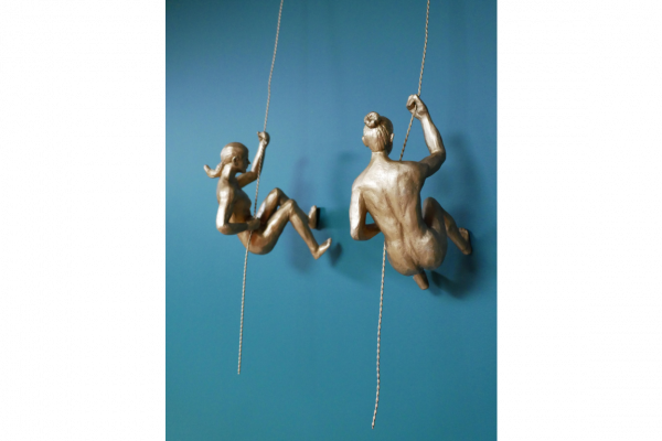Set Of 2 Abseiling Women In Gold