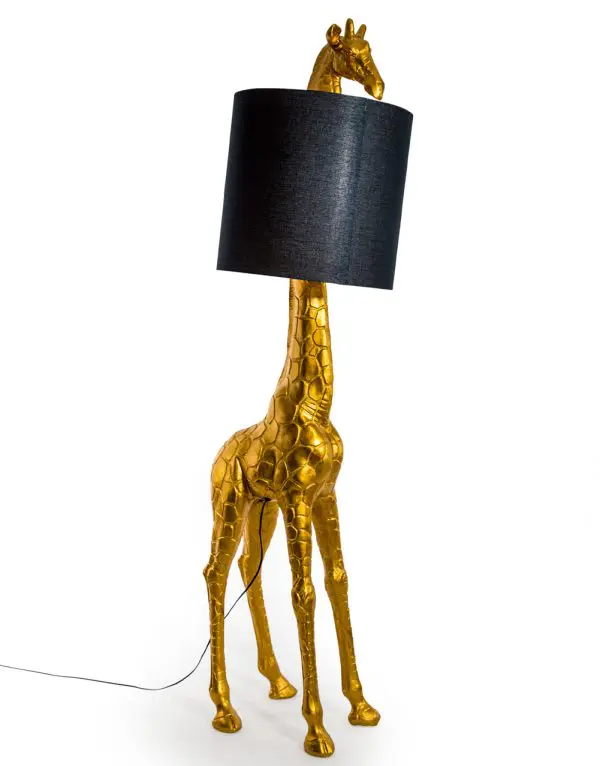 Antiqued Gold Giraffe Floor Lamp  with Black Shade - Image 2