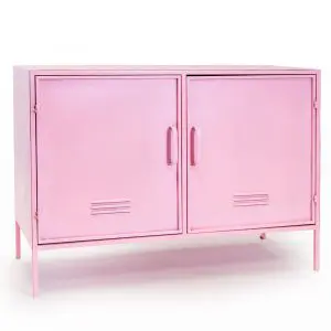 Bubblegum Pink Large Metal Side Cabinet
