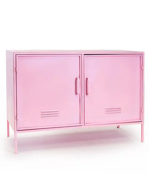 Bubblegum Pink Large Metal Side Cabinet