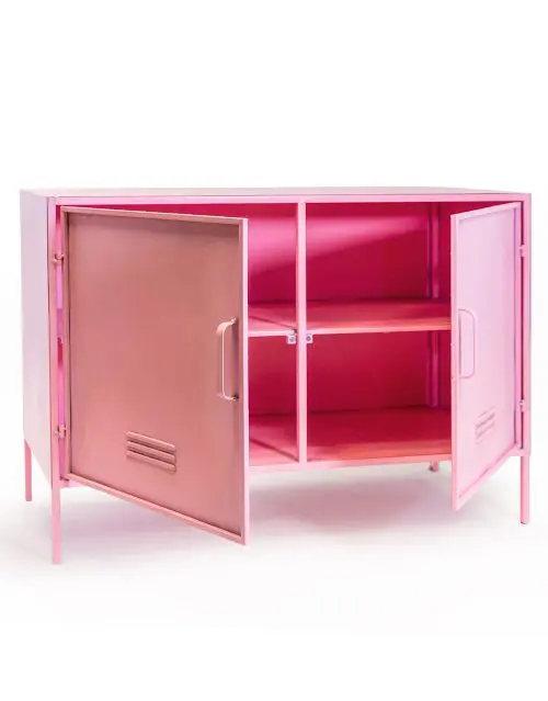 Bubblegum Pink Large Metal Side Cabinet - Image 3
