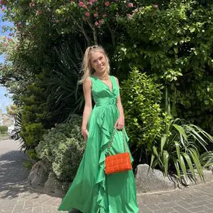 Satin Maxi with Frill and Cut Out