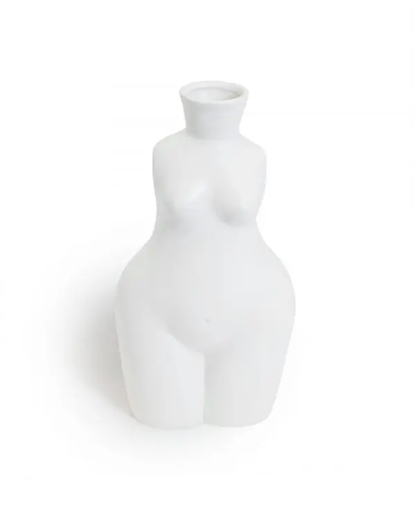 MATT WHITE MEDIUM FEMALE BODY CERAMIC STEM VASE