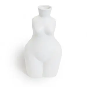 MATT WHITE MEDIUM FEMALE BODY CERAMIC STEM VASE