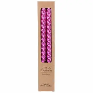 Box of 2 Taper Candle - Metallic Hot Pink Twist