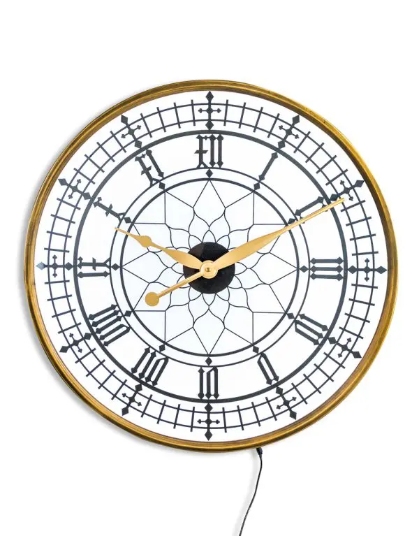 LARGE GOLD FRAMED BACKLIT WALL CLOCK