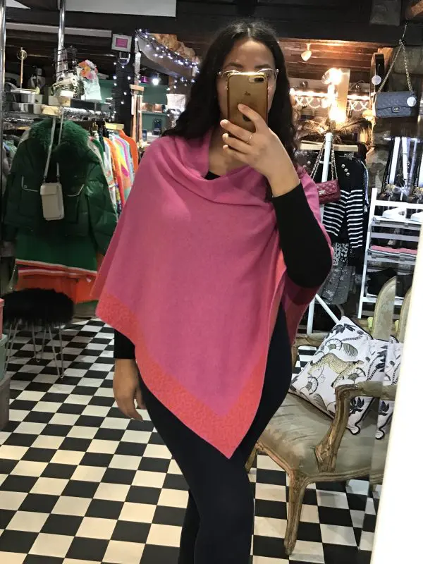Pink cashmere poncho