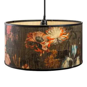 LARGE YANGZTE BAMBOO FLORAL PENDANT WITH BLACK EDGING
