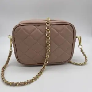 Italian Leather Quilted Bag in Dusky pink