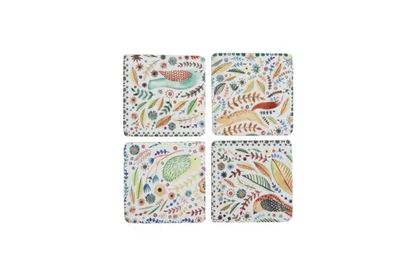 Flora and Fauna Coasters Set of 4