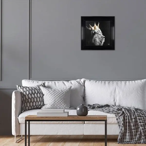 LION KING OF THE JUNGLE (LEFT) FRAMED WALL ART