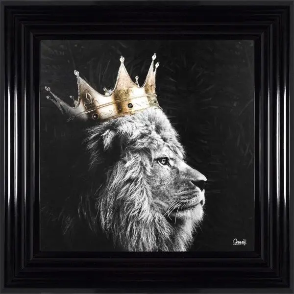 LION KING OF THE JUNGLE (LEFT) FRAMED WALL ART