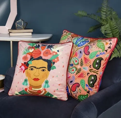 Paisley Blooms Pink Illustrated Cushion by Kate Merritt - Image 2