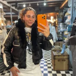 Faux Fur Lined Hooded Coat in Black