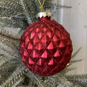 Dark Red Satin Harlequin Christmas Bauble