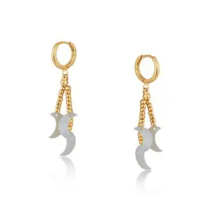 Big Metal London Estelle Moon Beaded Drop Earrings