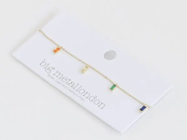Big Metal London Iris Rainbow Baguette Anklet