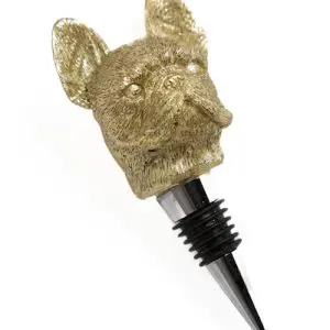 Gold French Bulldog Bottle Stopper