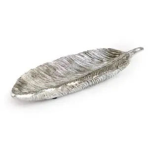 Antique Finish Silver Feather Dish