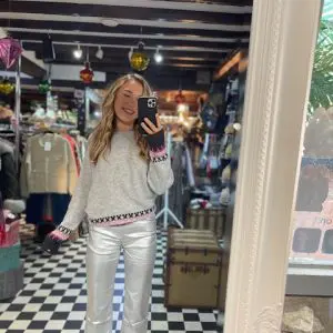 Metallic Silver Jeans