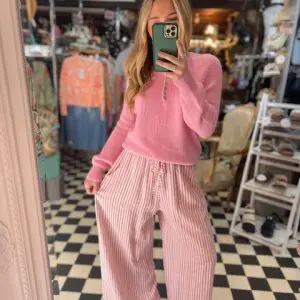 Pinstripe Linen Mix Trousers in 4 Colours