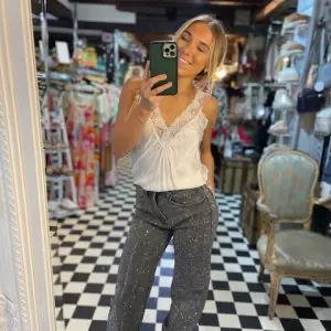 Diamanté Jeans in Grey