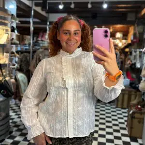 Embroidered Frill Collar Blouse