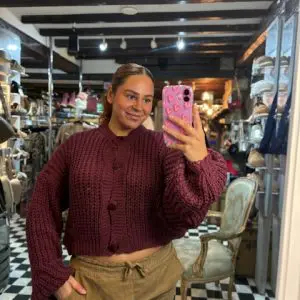 Chunky Knit Burgundy Cardigan