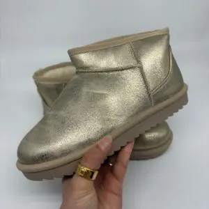 Gold Mini Faux Fur Boot