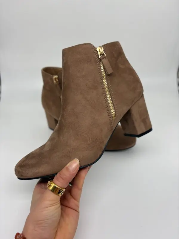 Ankle Boot with Heel in Beige